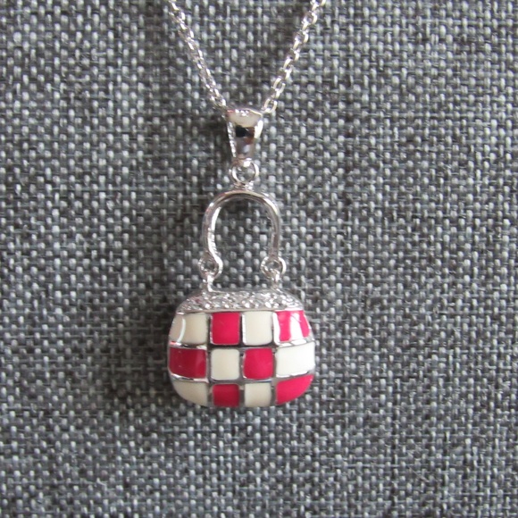 Checkered Purse Handbag Chain Necklace - Picture 7 of 8